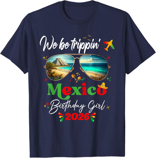 Cancun Mexico Cozumel Cabo Vacation Birthday 2026 Girls Trip T-Shirt - T-Shirt | Navy