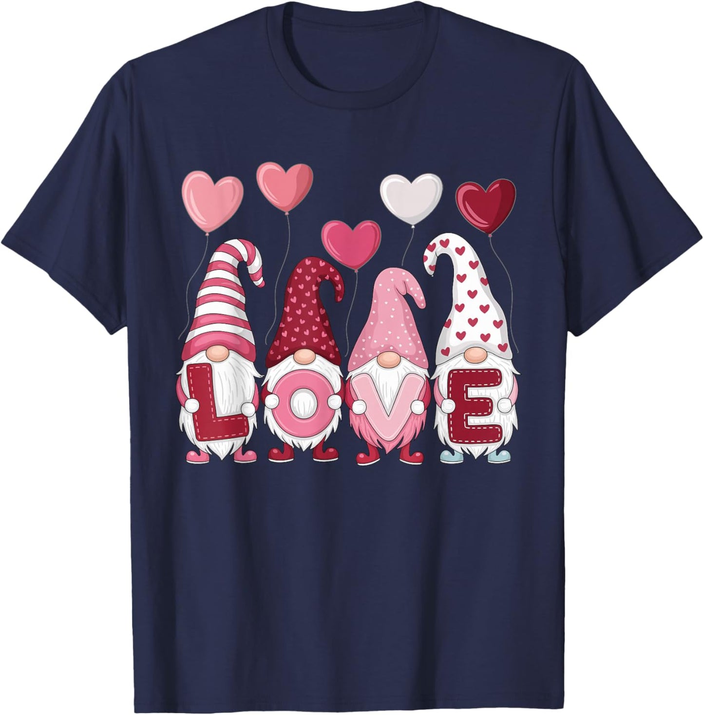 Cute Valentine Gnomes Holding Love Letters T-Shirt - T-Shirt | Navy