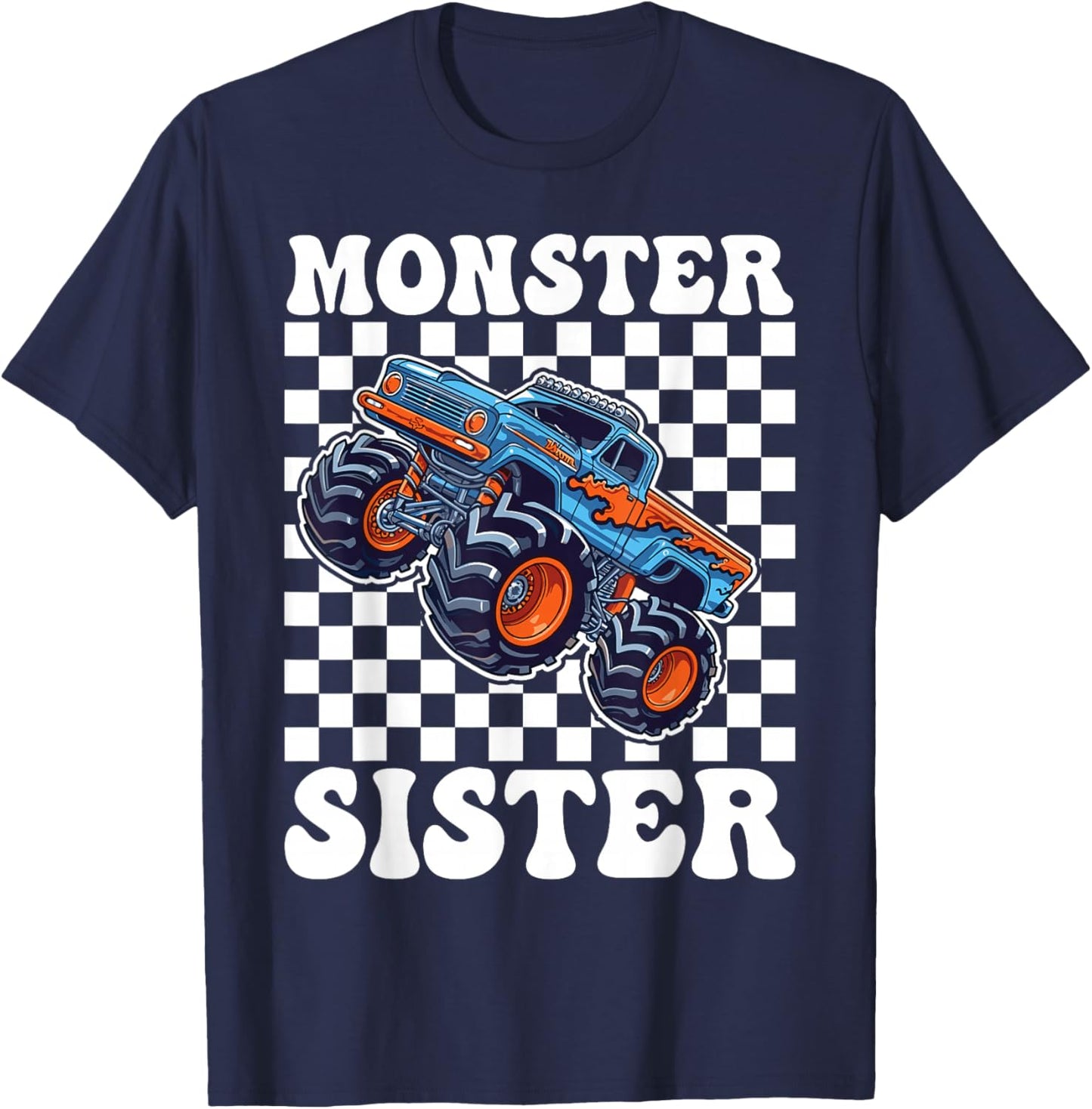 Monster Truck Sister Family Matching Monster Trucks Birthday T-Shirt - T-Shirt | Navy