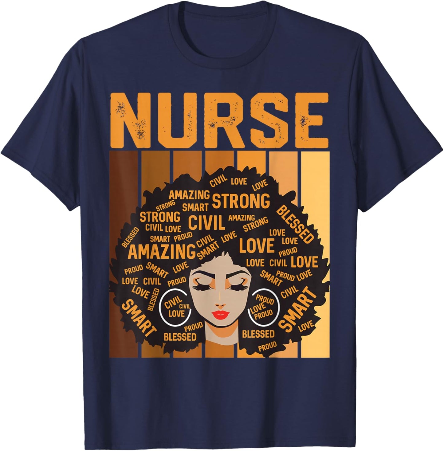 Nurse Powerful Black History Month Black Pride Design T-Shirt - T-Shirt | Navy