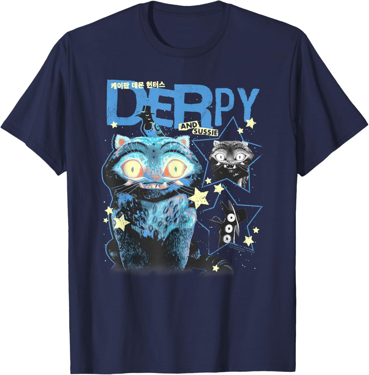 Kpop Demon Hunters Halloween Derpy and Sussie Y2K Poster T-Shirt - T-Shirt | Navy