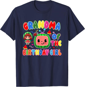 Grandma of The Birthday Girl Melon Family Matching Funny T-Shirt - T-Shirt | Navy