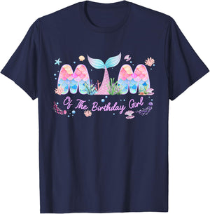 Mom of The Birthday Girl Mermaid Family Matching Bday Party T-Shirt - T-Shirt | Navy