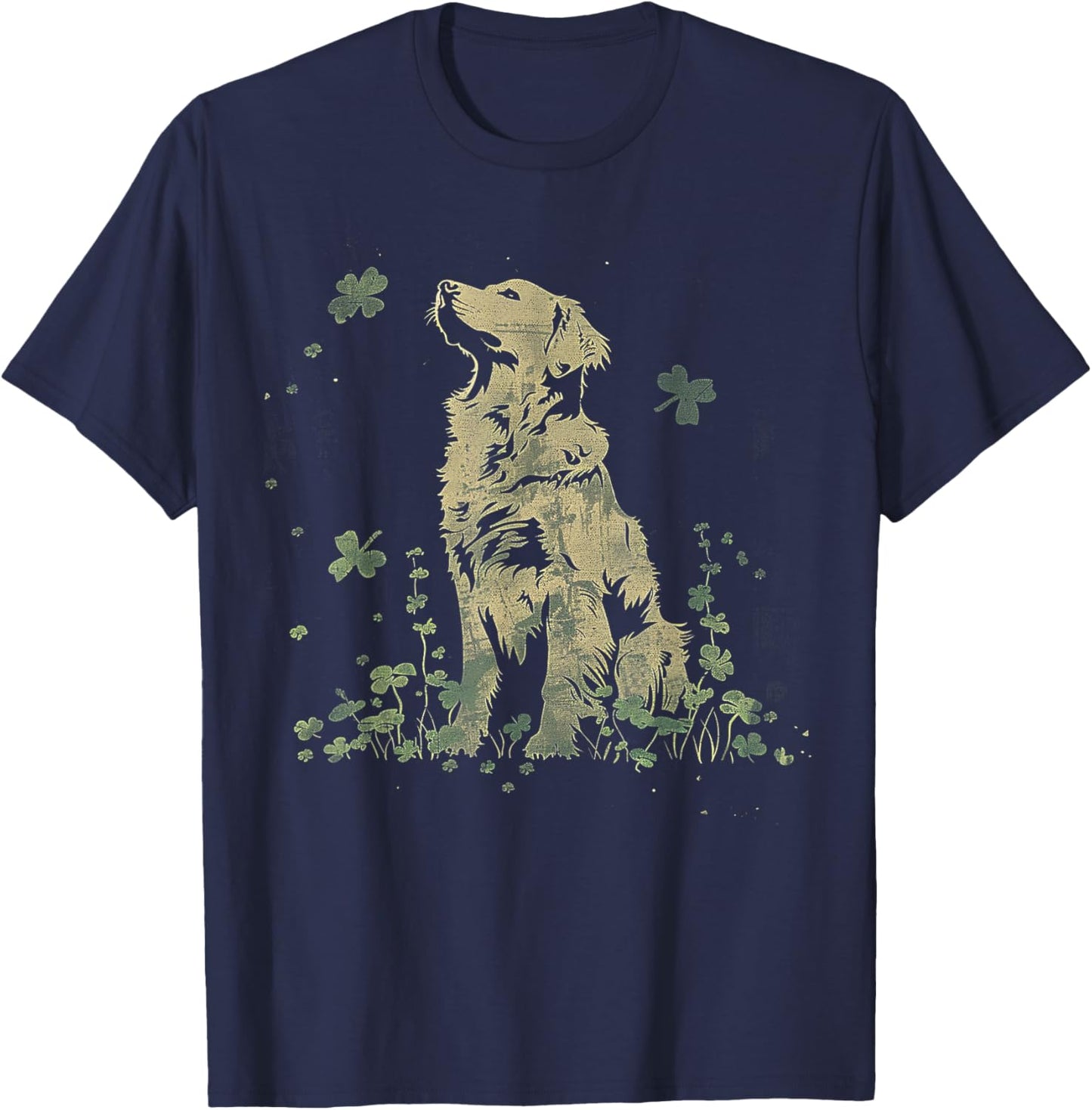 Golden Retriever - Saint Paddys Shamrock St. Patrick's Day T-Shirt - T-Shirt | Navy