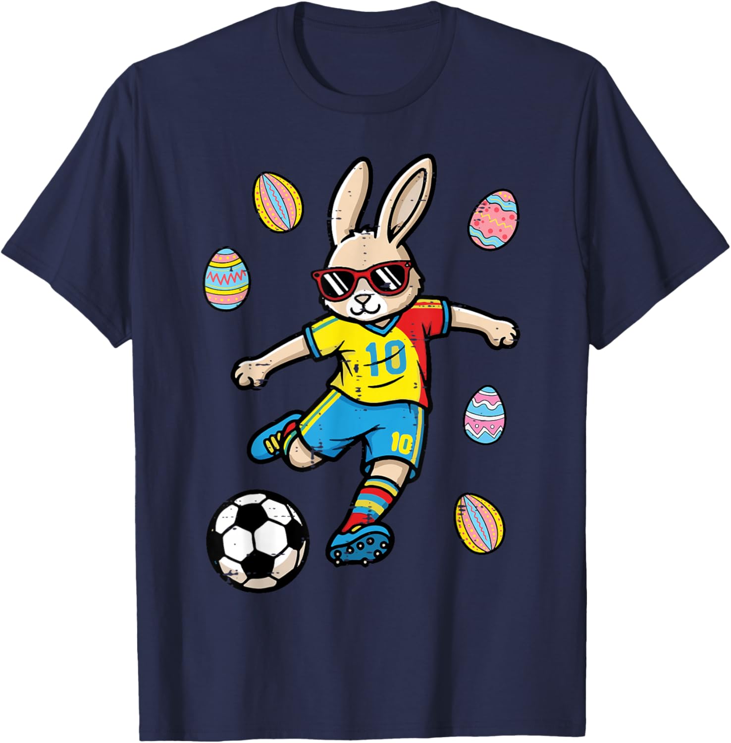 Easter Bunny Soccer Kick Rabbit Football Boys Kids Youth Men T-Shirt - T-Shirt | Navy