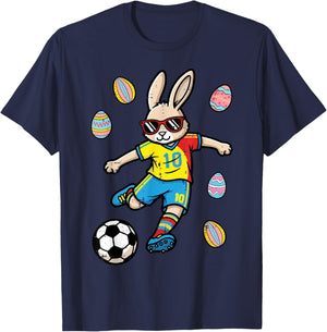 Easter Bunny Soccer Kick Rabbit Football Boys Kids Youth Men T-Shirt - T-Shirt | Navy