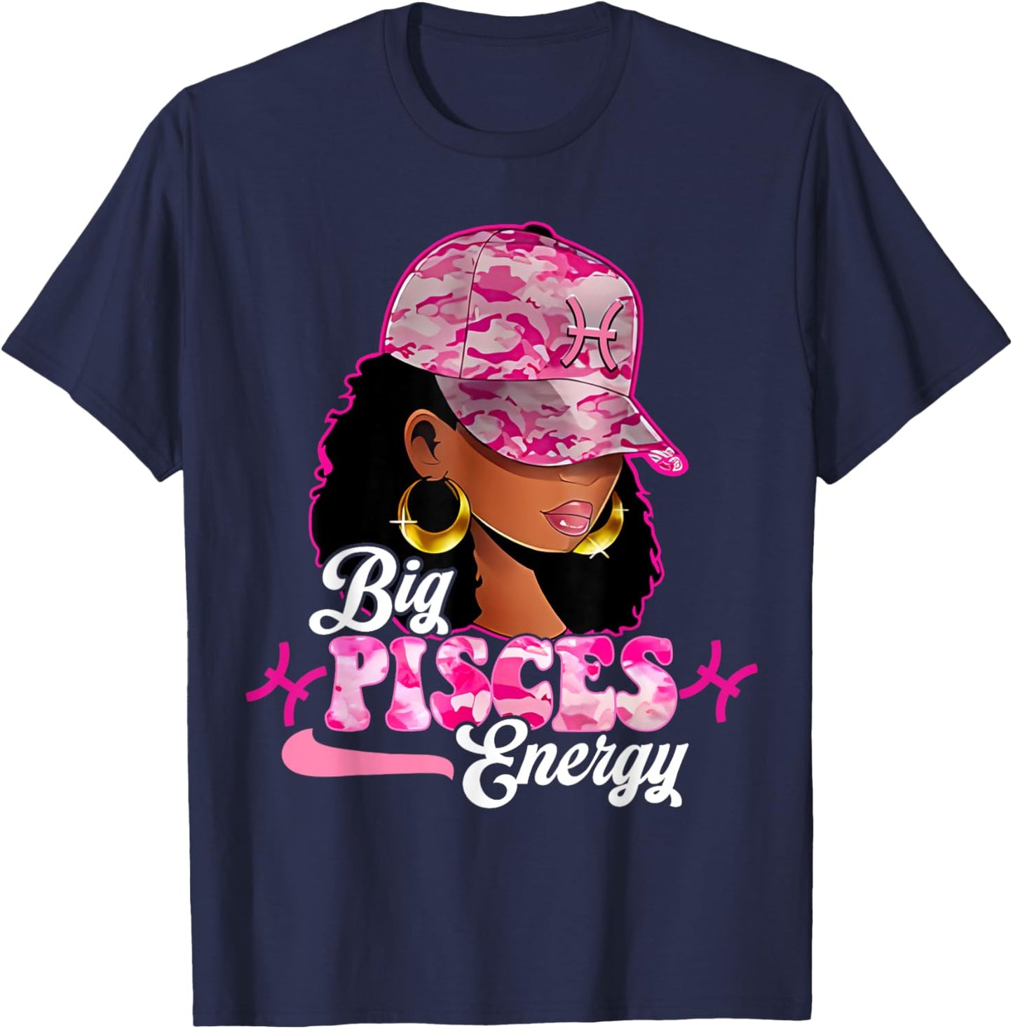 Big Pisces Energy Pisces Girls Women Birthday Horoscope T-Shirt - T-Shirt | Navy