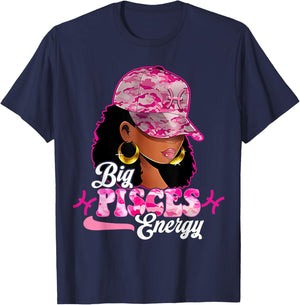 Big Pisces Energy Pisces Girls Women Birthday Horoscope T-Shirt - T-Shirt | Navy
