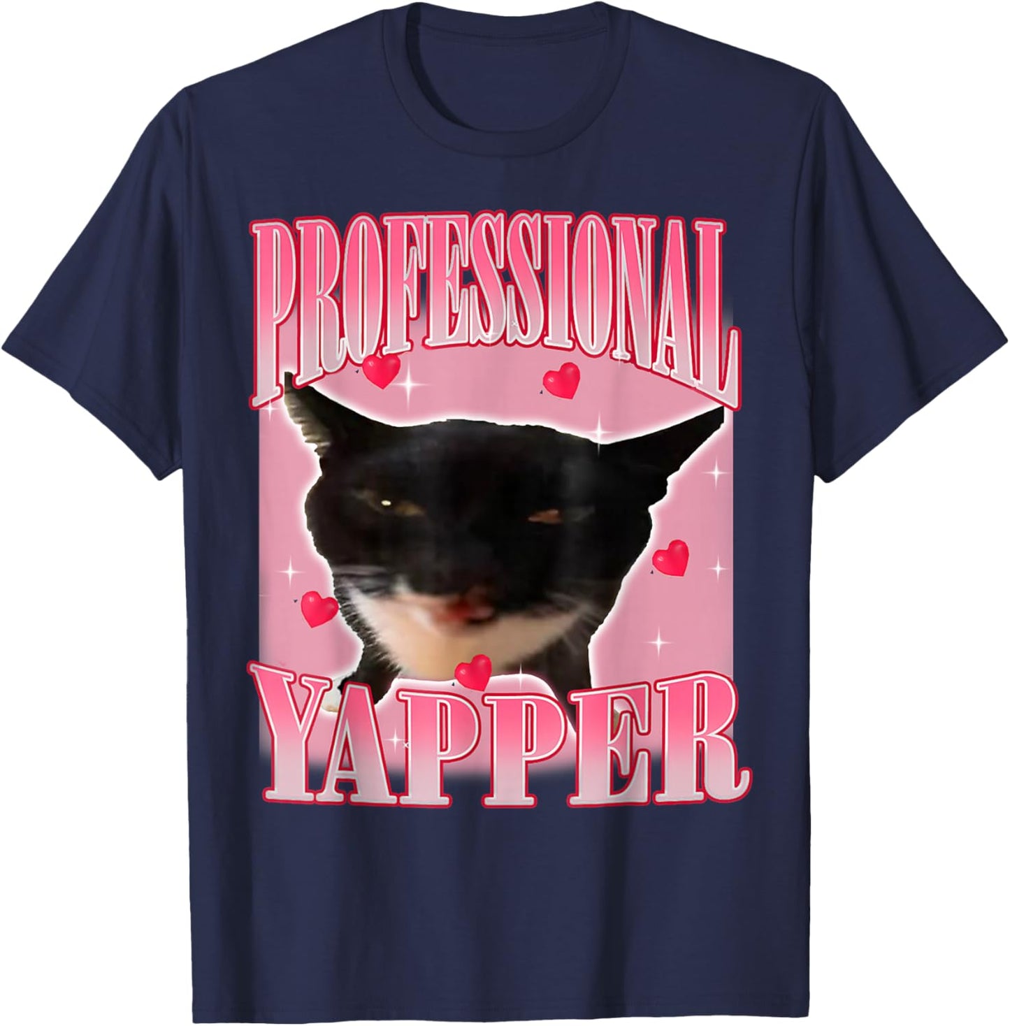 Professional Yapper Cat Funny Oddly Specific Dank Meme T-Shirt - T-Shirt | Navy