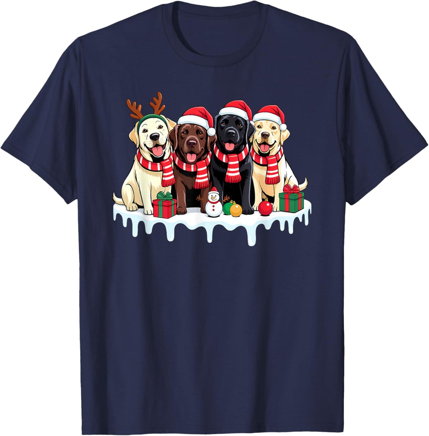 Labrador Dog Christmas Matching Family Pajama Xmas Santa T-Shirt - T-Shirt | Navy