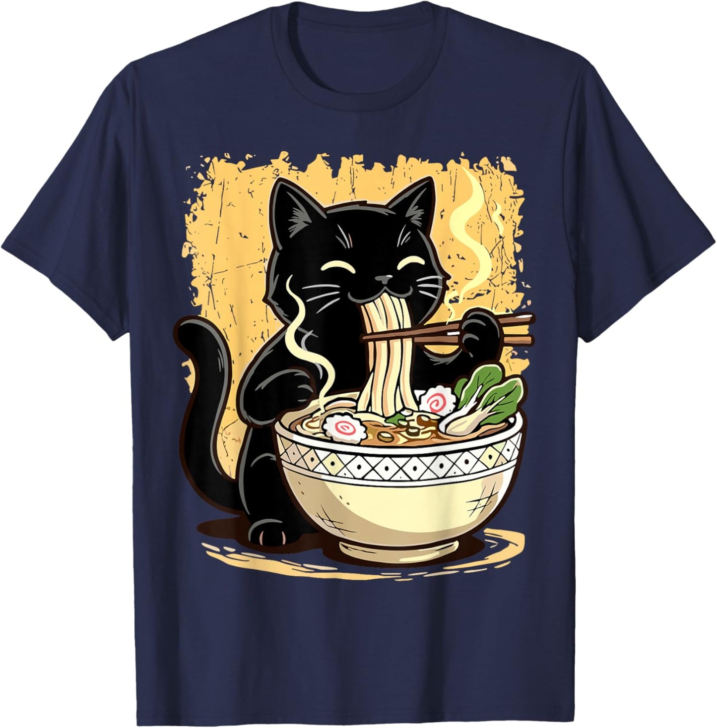Ramen Japanese Kawaii Cat T-Shirt - T-Shirt | Navy