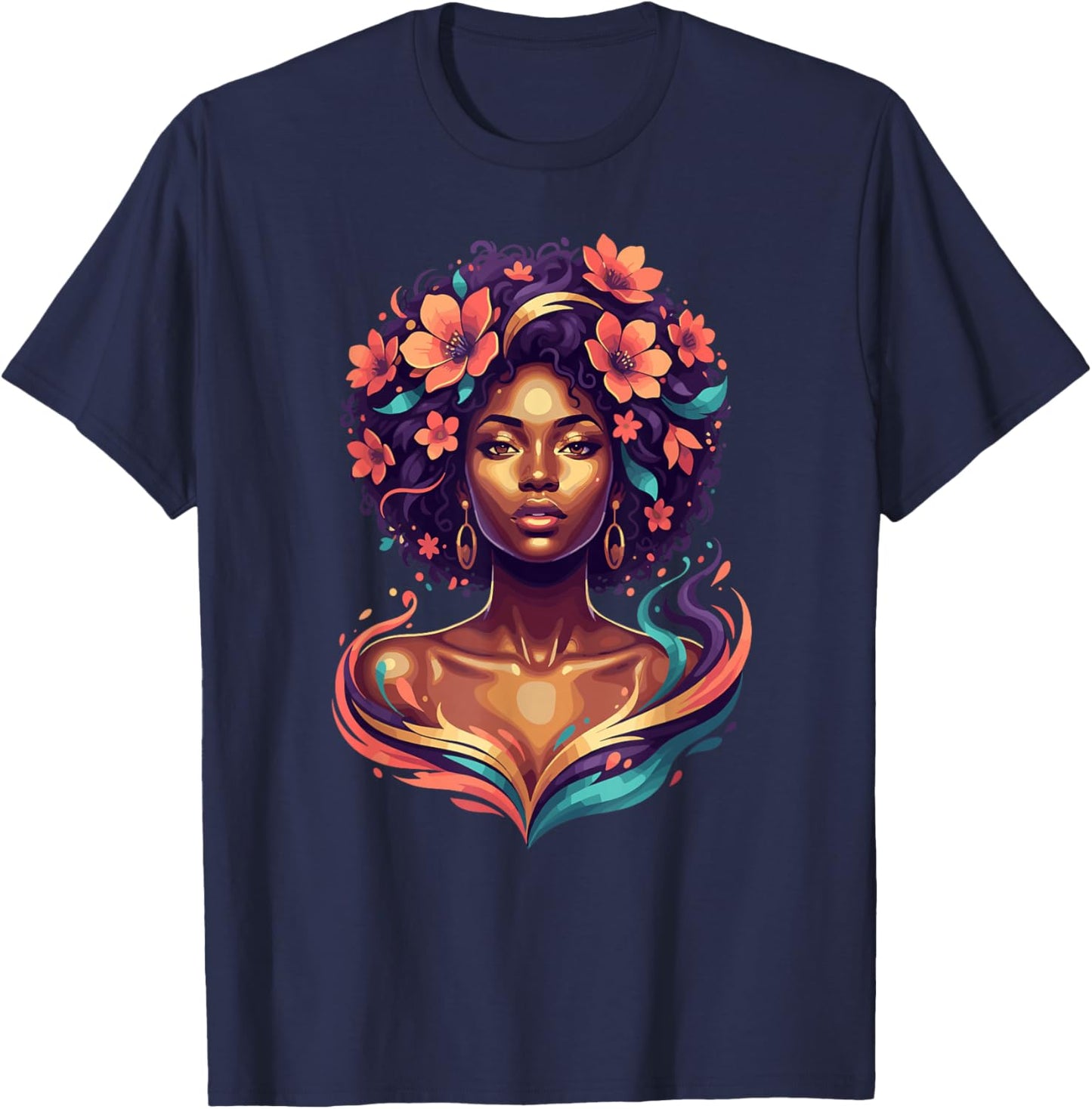 Afrocentric Black Girl Magic Melanin Queen Beauty T-Shirt - T-Shirt | Navy