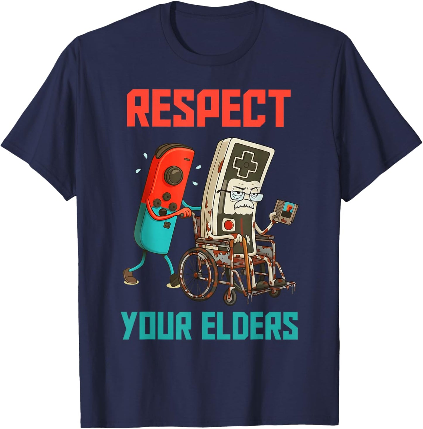 Respect Your Elders Retro Gaming Video Gamer 80s Boy Men T-Shirt - T-Shirt | Navy
