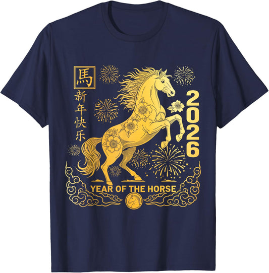 Chinese New Year 2026 Year of Horse Chinese New Year T-Shirt - T-Shirt | Navy
