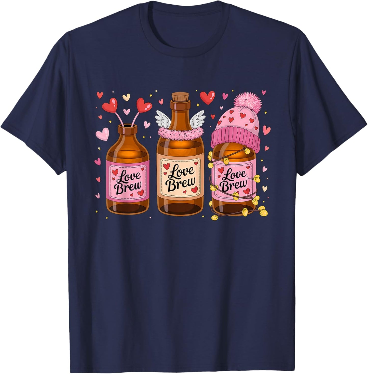 Funny Valentine Beer Design T-Shirt - T-Shirt | Navy