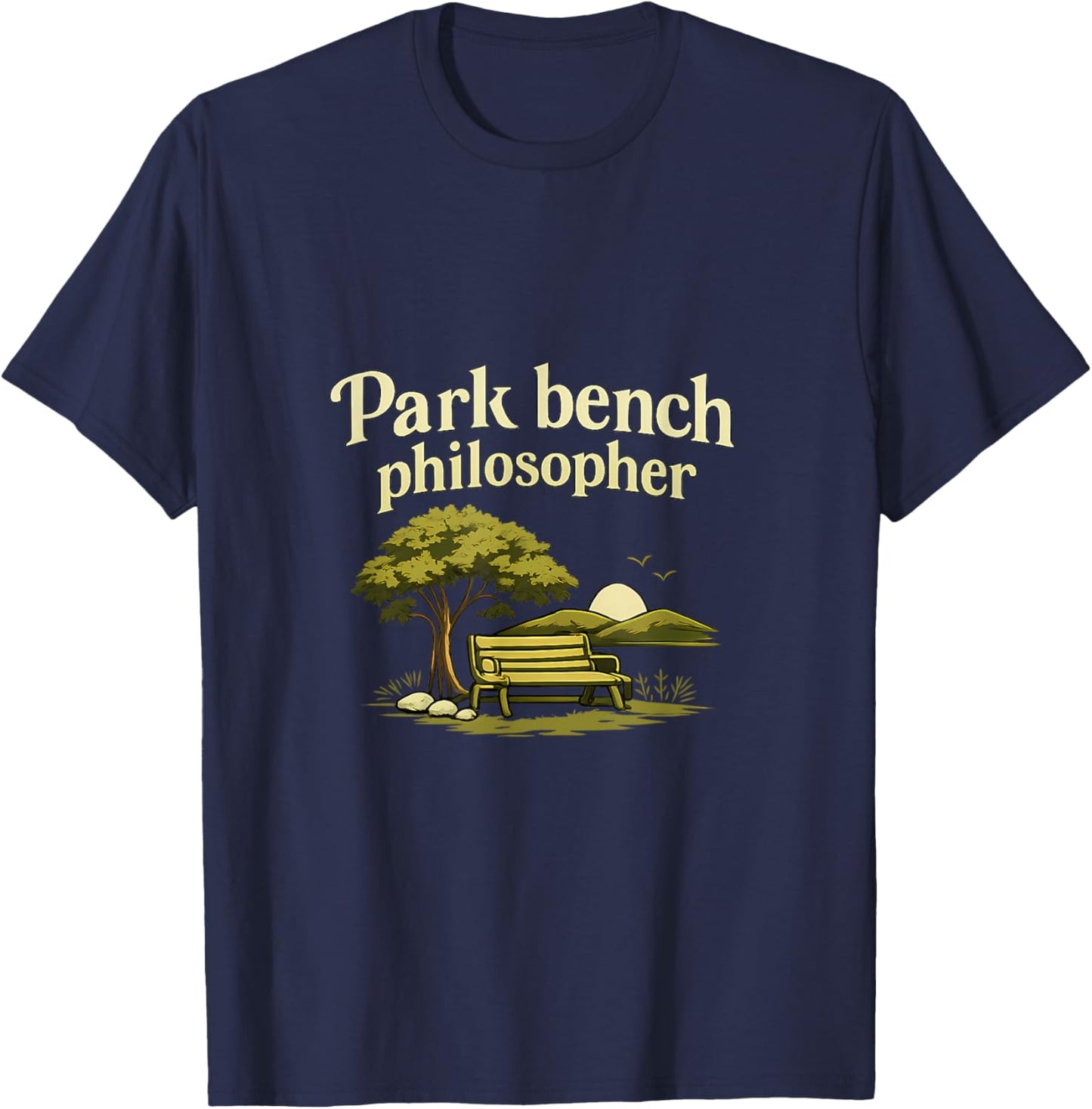 Park Bench Philosopher Local Pride Badge Design T-Shirt - T-Shirt | Navy