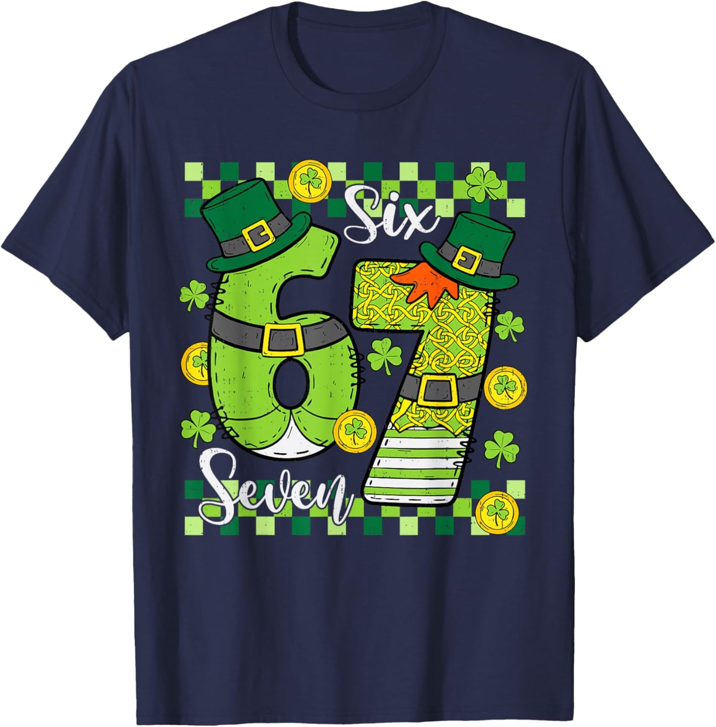 St Patricks Day 67 Six Seven 6 7 Meme Boys Girls Teens Kids T-Shirt - T-Shirt | Navy