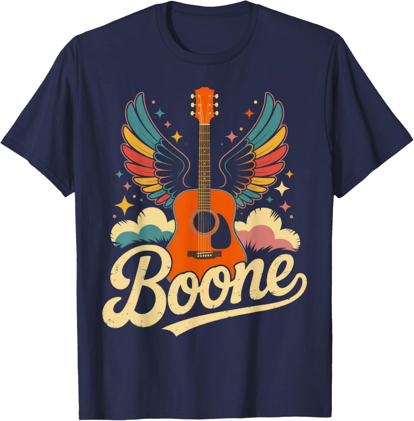 Boone Guitar Enthusiast Vibes Summer Music Festival Mood T-Shirt - T-Shirt | Navy