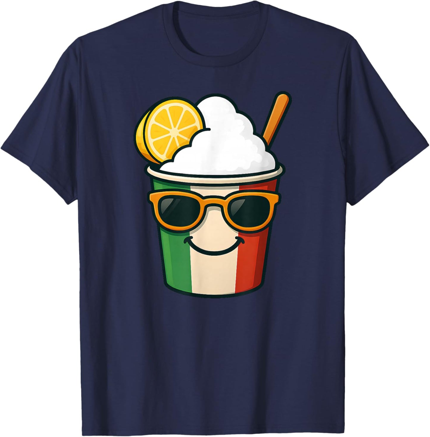 Cool Italian Ice Lemon Cup Italia Summer Food Treat Design T-Shirt - T-Shirt | Navy