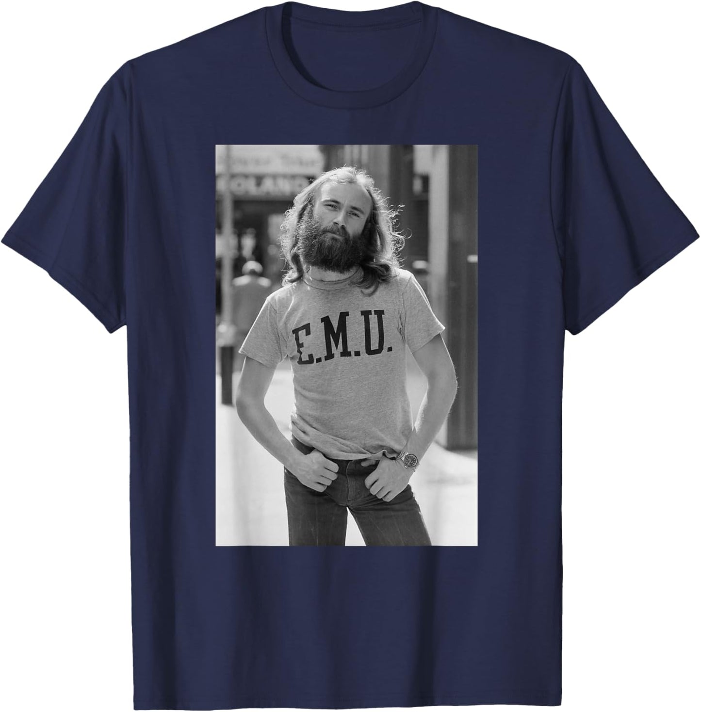 Phil Collins Genesis Lead Singer and Drummer 1977 T-Shirt - T-Shirt | Navy