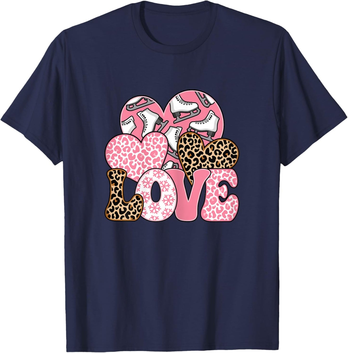 Love Ice Skating Cute Ice Skater Skate Women Girls T-Shirt - T-Shirt | Navy