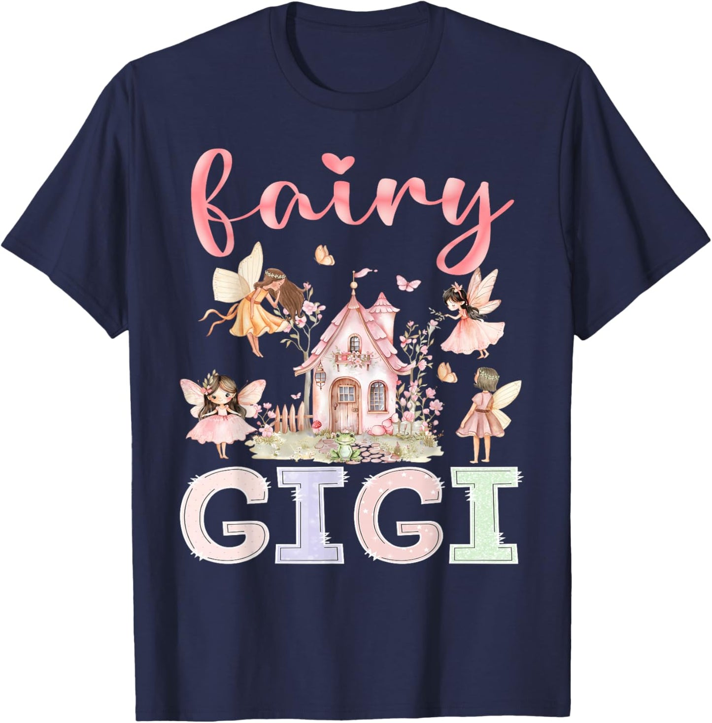 Fairy Gigi Magical Floral Funny Birthday Girl Fairytale T-Shirt - T-Shirt | Navy