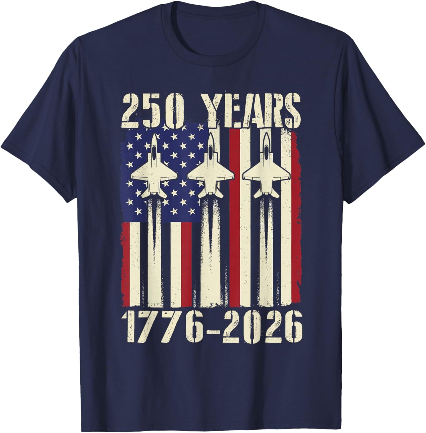 Flag Vintage 250 Years American 1776 2026 250th USA Birthday T-Shirt - T-Shirt | Navy