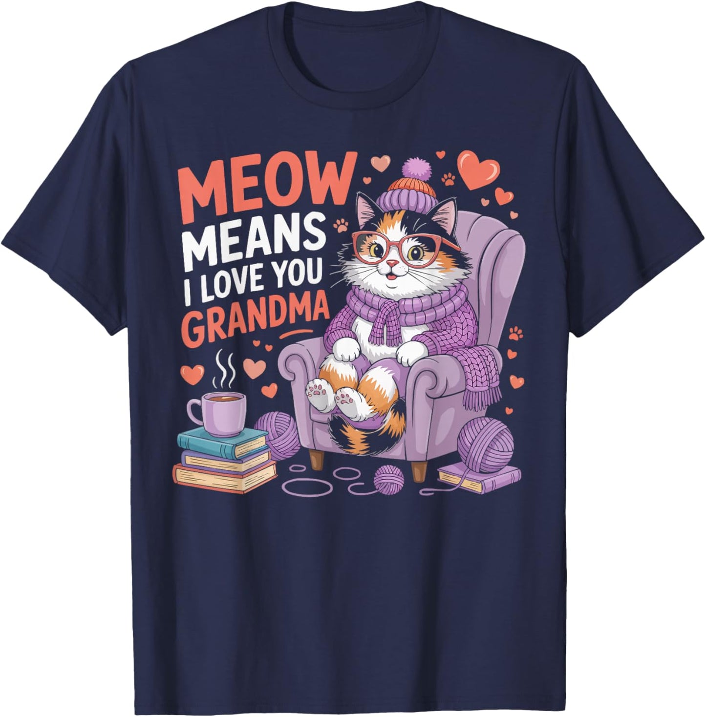 Cat Grandma Grandmother Kitty Meow Pet Granny T-Shirt - T-Shirt | Navy