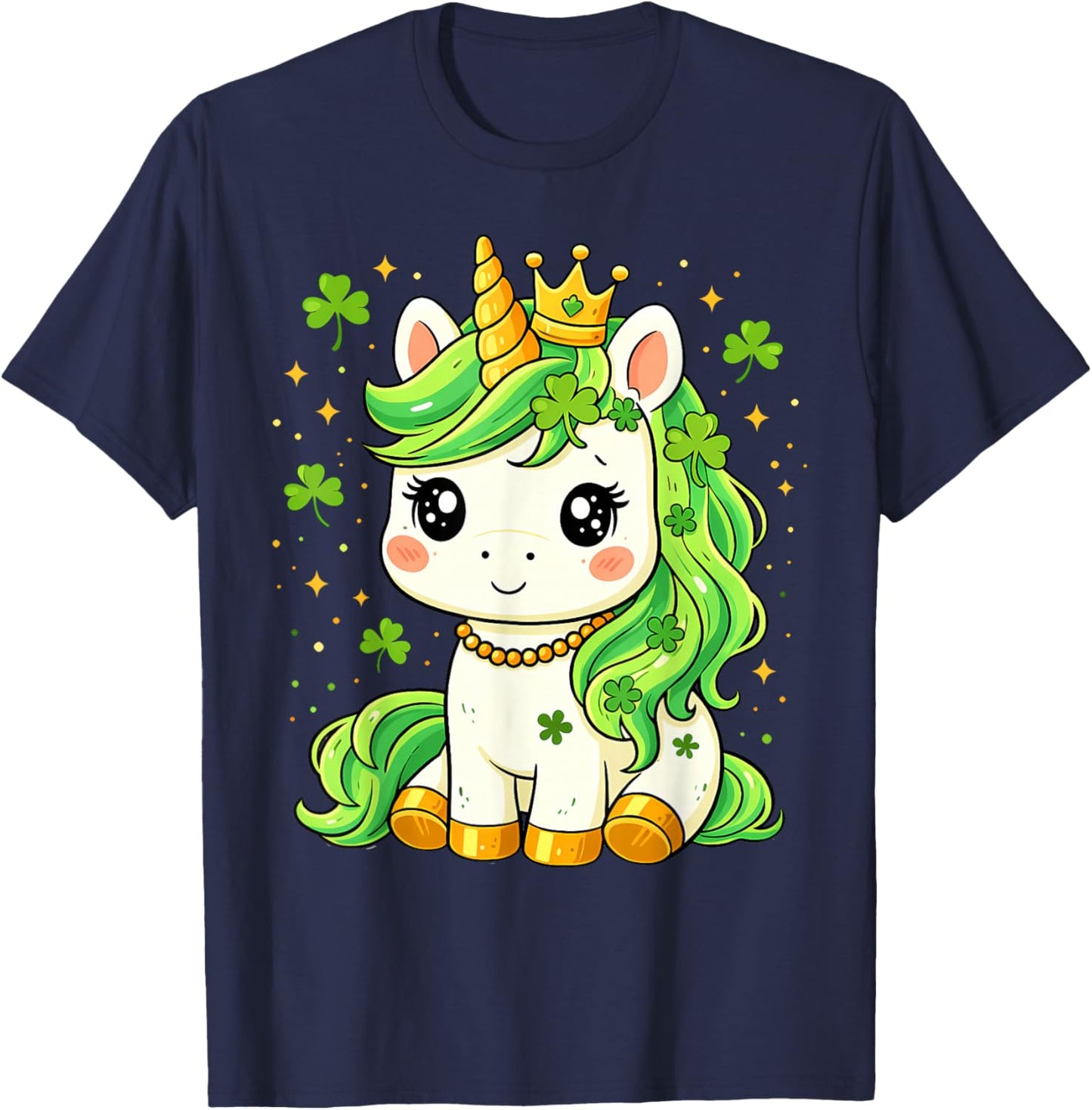 St Patricks Day Cute Unicorn Lepricorn St Pattys Girls Kids T-Shirt - T-Shirt | Navy