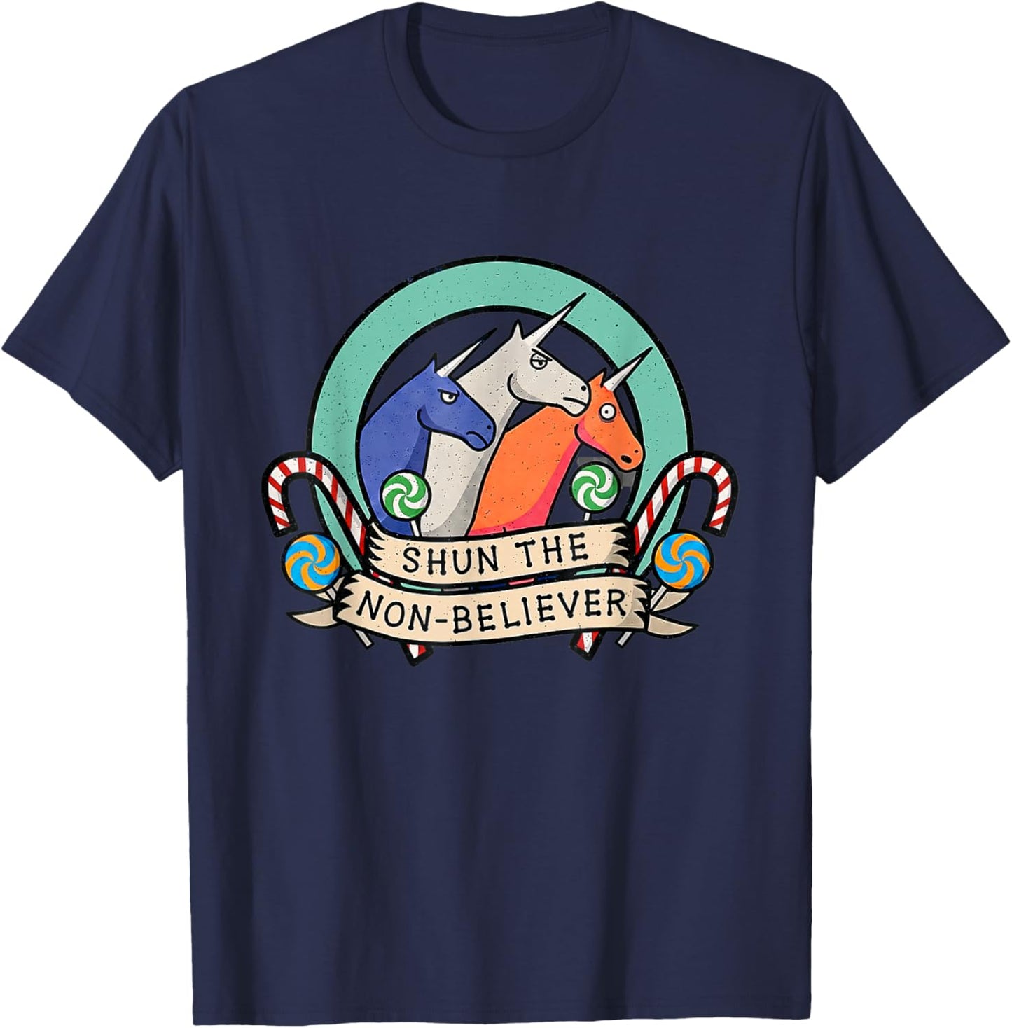Shun The Non-Believer Funny Unicorn Meme Humo T-Shirt - T-Shirt | Navy
