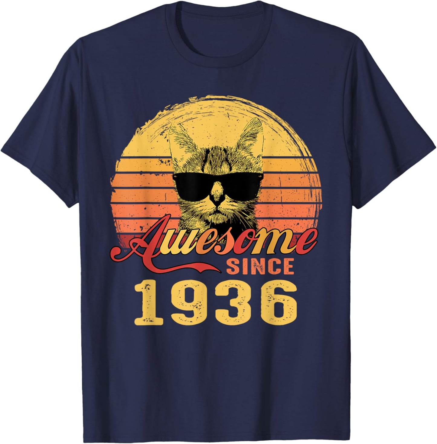 90th Birthday Gift Awesome Since 1936 90 Years Old T-Shirt - T-Shirt | Navy
