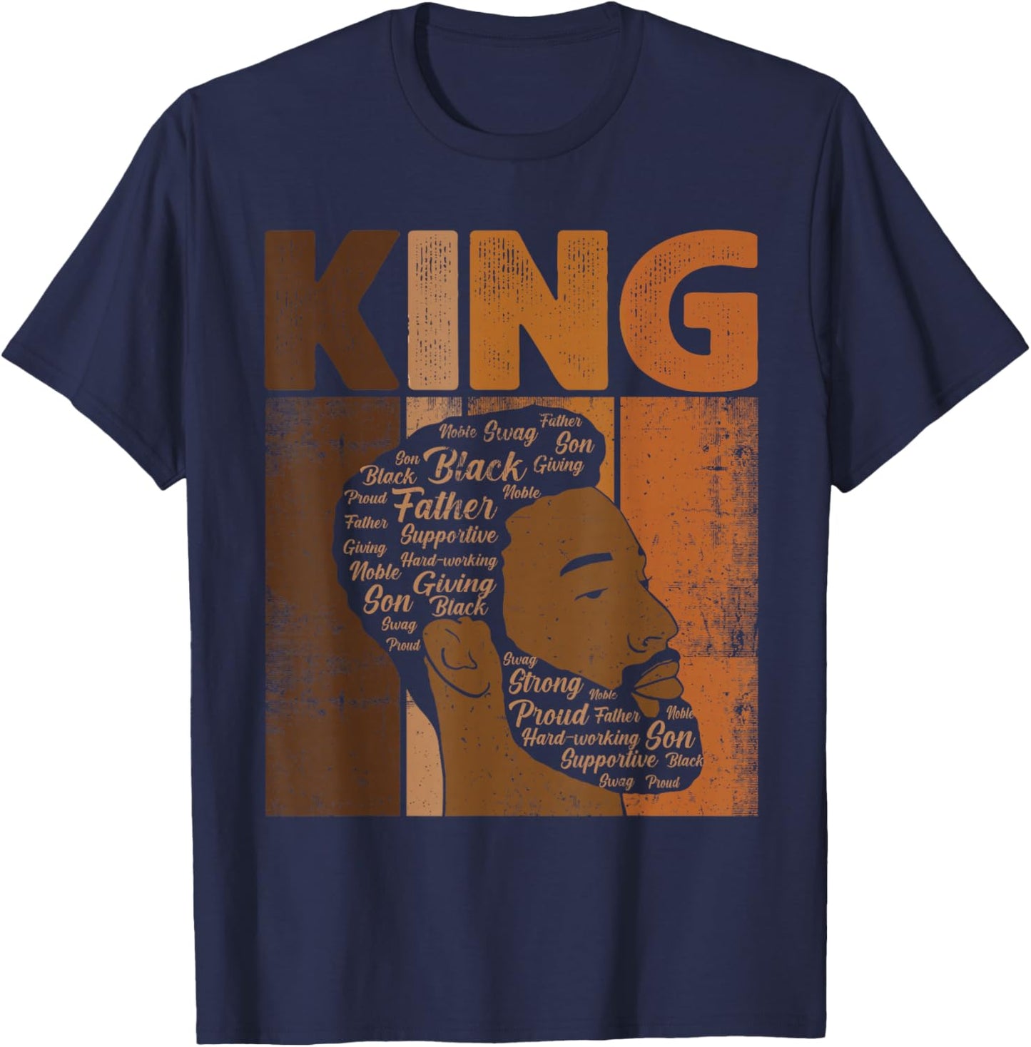 Black History King Melanin African American Father Dad T-Shirt - T-Shirt | Navy