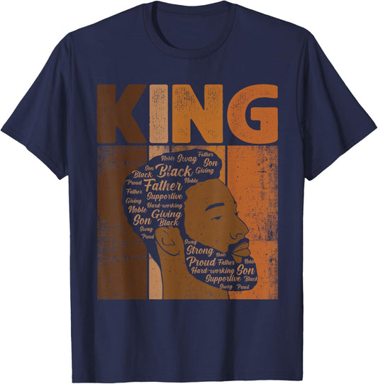 Black History King Melanin African American Father Dad T-Shirt - T-Shirt | Navy