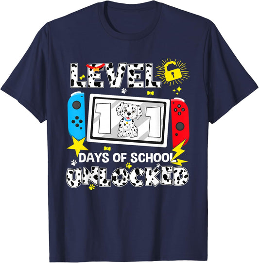 Level Unlocked Game Controller 101 Days School 100 Days T-Shirt - T-Shirt | Navy