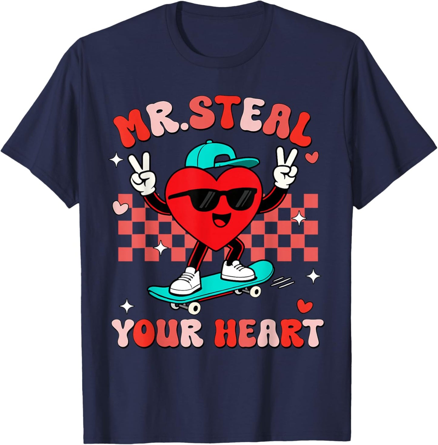 Mr Steal Your Heart for Boys Toddlers Valentine's Day Kids T-Shirt - T-Shirt | Navy