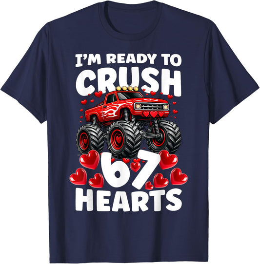 I'm Ready to Crush 67 Hearts Boys Valentine's Day T-Shirt - T-Shirt | Navy