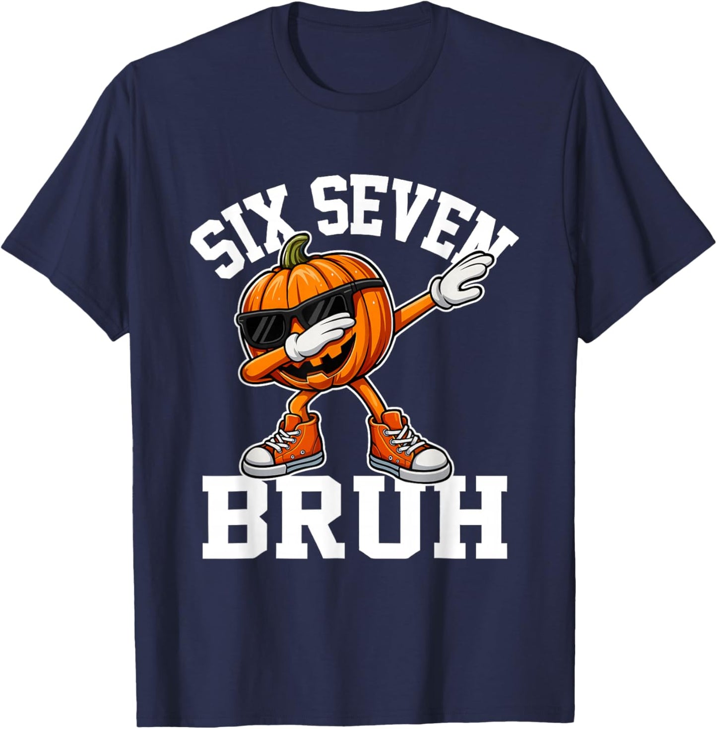 Funny 67 Bruh Halloween Six Seven Meme Brainrot Pumpkin Kids T-Shirt - T-Shirt | Navy