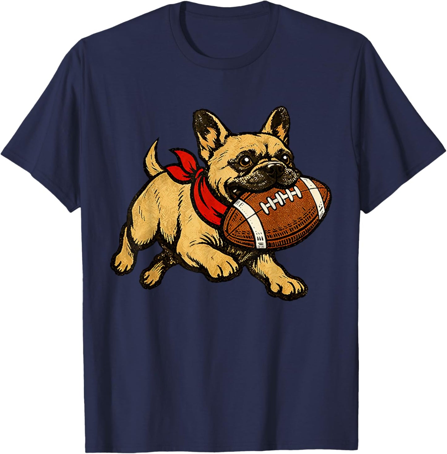 French Bulldog Dog Sports Football Game Day Touchdown T-Shirt - T-Shirt | Navy