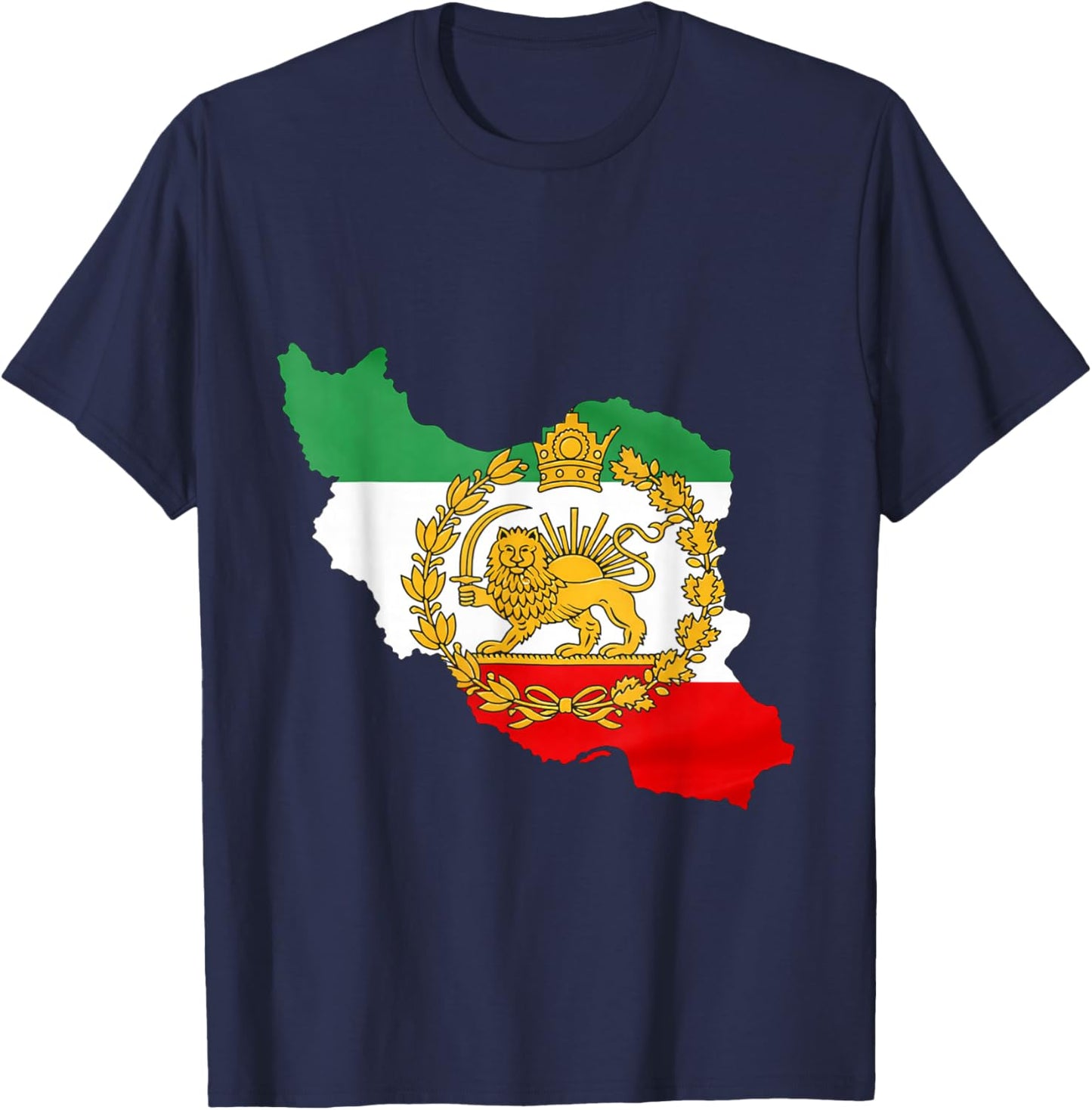 Persian Lion, Iran Map, Iranian Flag, Lion & Sun Flag T-Shirt - T-Shirt | Navy