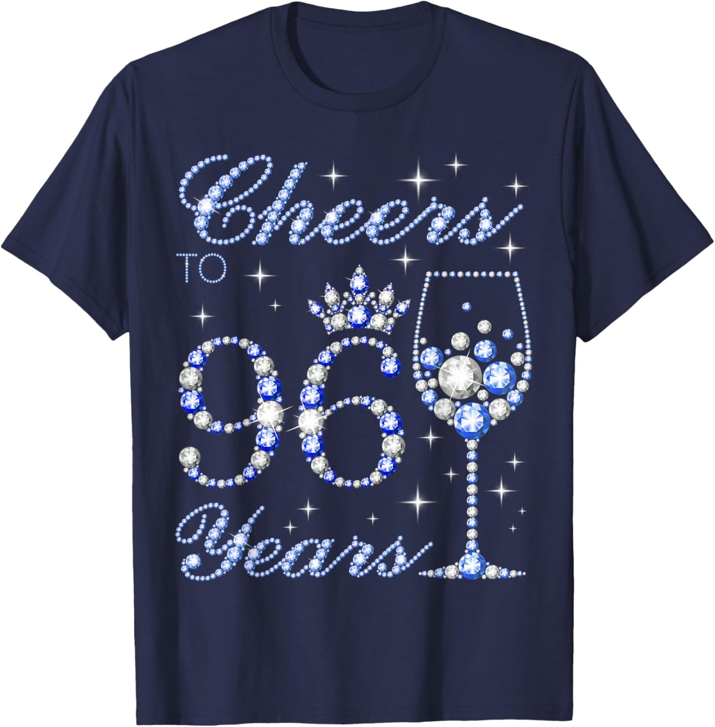 Cheers to 96 Years Old 96th Birthday Blue Style Women T-Shirt - T-Shirt | Navy