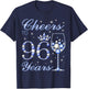 Cheers to 96 Years Old 96th Birthday Blue Style Women T-Shirt - T-Shirt | Navy