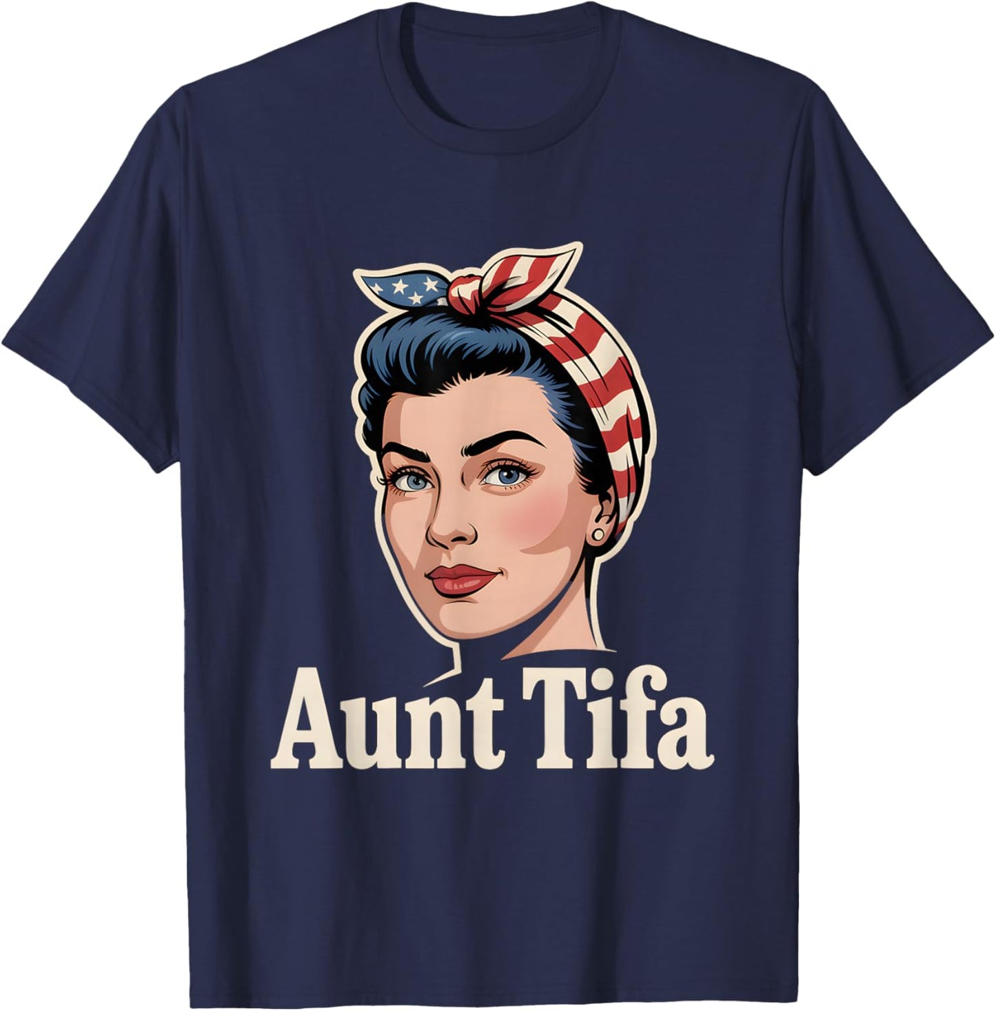 Aunt Tifa Patriotic Rosie Style T-Shirt - T-Shirt | Navy