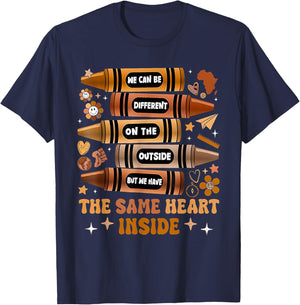 Black History Month We Have Same Heart Inside Teacher Kids T-Shirt - T-Shirt | Navy