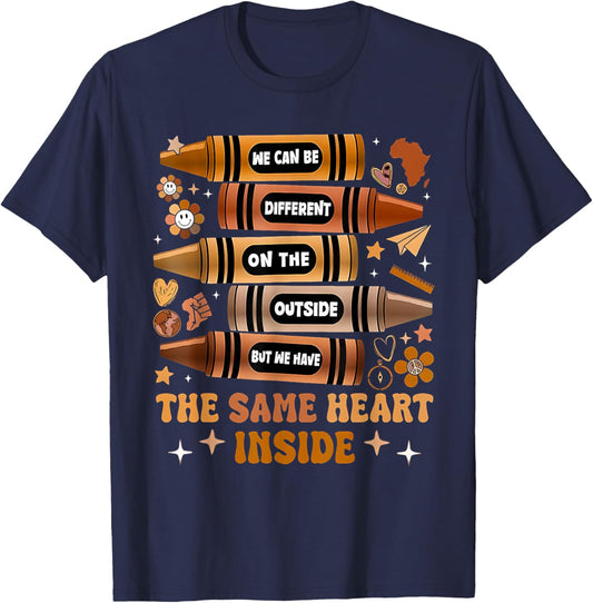 Black History Month We Have Same Heart Inside Teacher Kids T-Shirt - T-Shirt | Navy