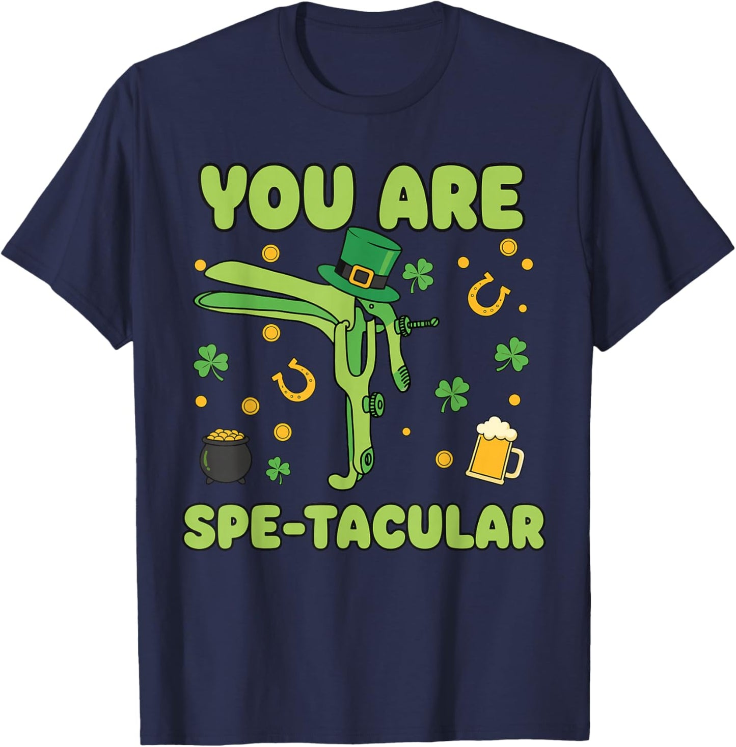 OBGYN St Patricks Day Shirt, Groovy You are Spetacular T-Shirt - T-Shirt | Navy