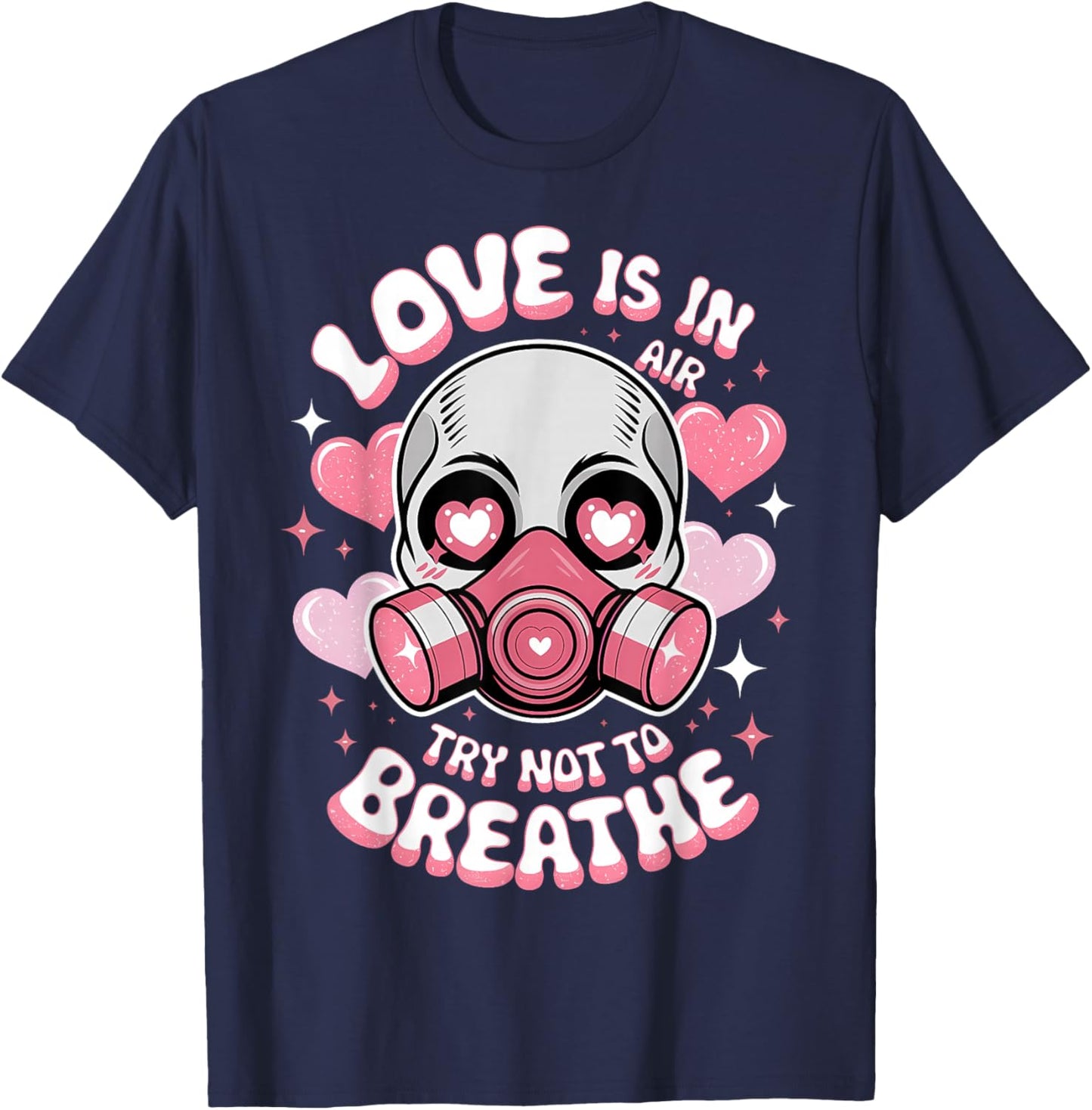 Valentine Skull Gas Mask Love Aesthetic T-Shirt - T-Shirt | Navy