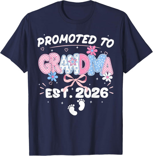 Promoted to Grandma Est 2026 New Grandma T-Shirt - T-Shirt | Navy