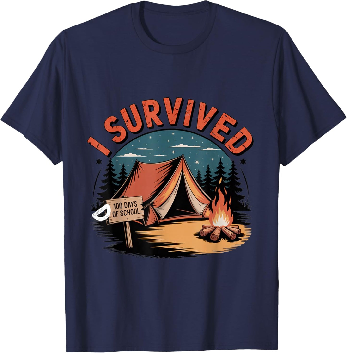 100 Days of School Barely Survived Funny Kids Teacher Men T-Shirt - T-Shirt | Navy