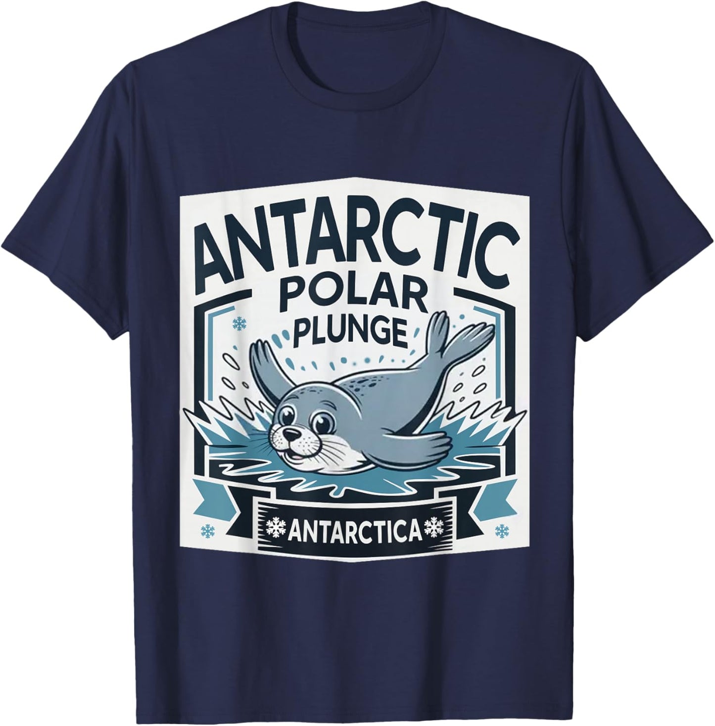 Polar Plunge Ice Jump Funny Antarctica Polar Plunge T-Shirt - T-Shirt | Navy