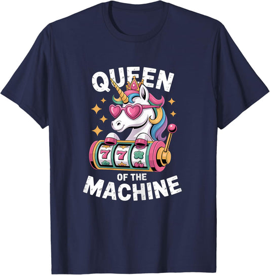 Cute Slot Machine Queen Casino Gambling Poker Player T-Shirt - T-Shirt | Navy